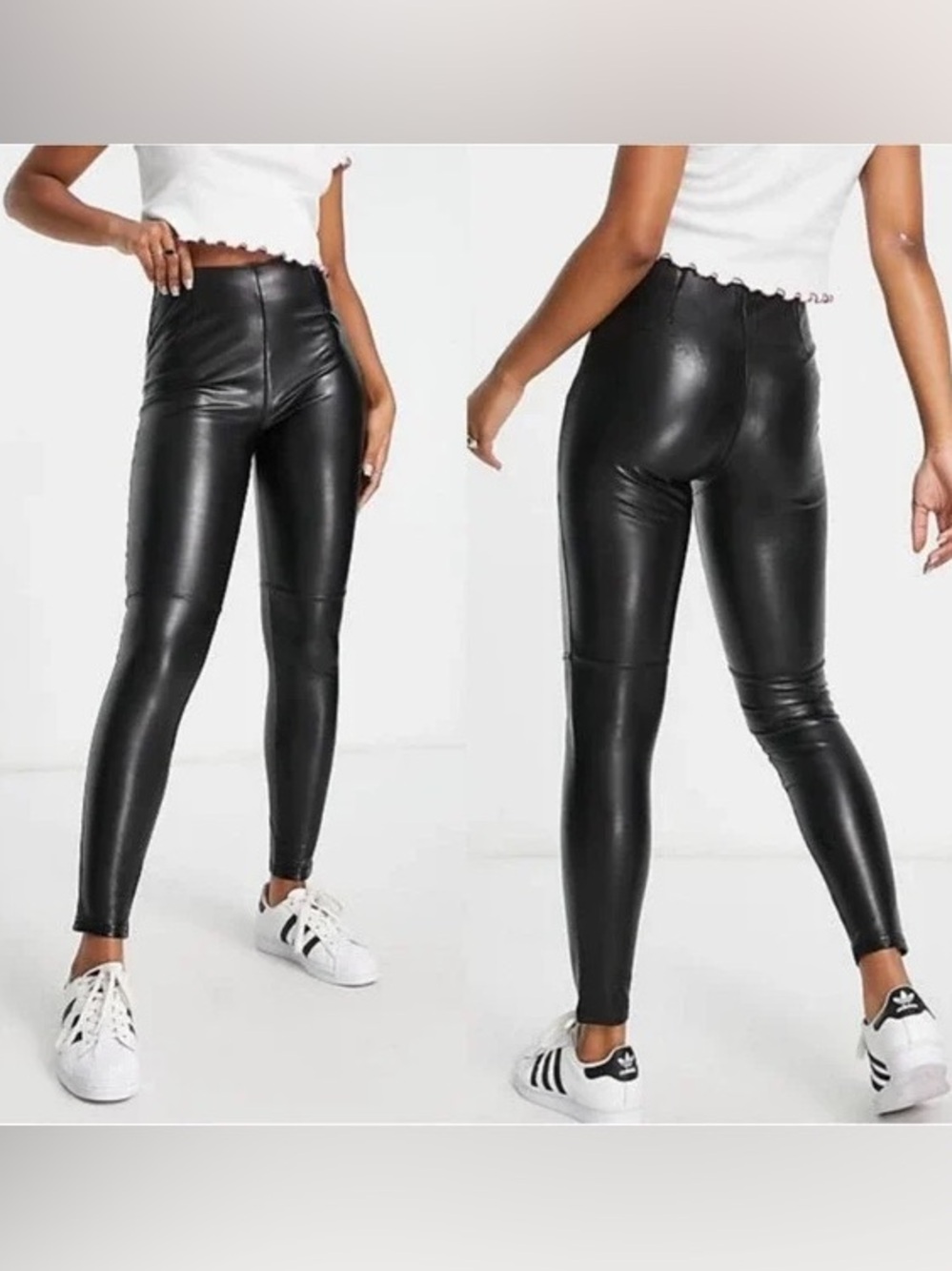 Abercrombie & Fitch Vegan Leather High Rise Leggings Black Medium